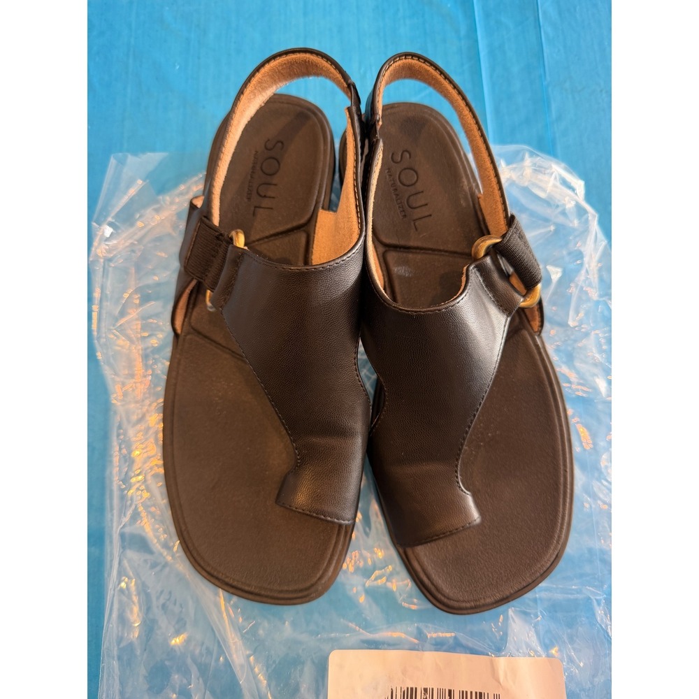 Soul Naturalizer Freya Black Thong Slingback Sandals Womens 6M Comfort Flat